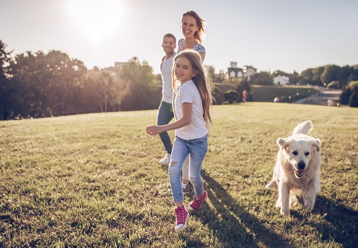 family running in park